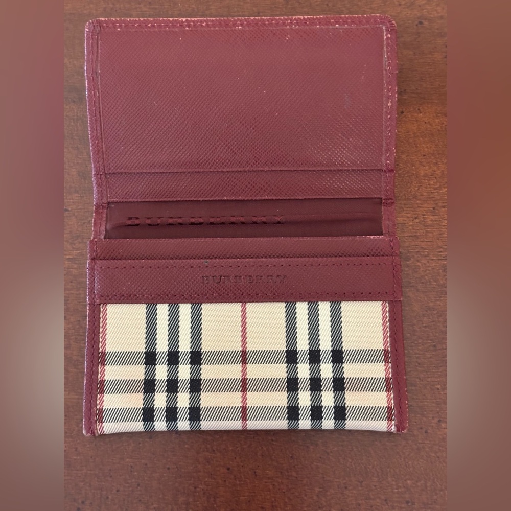Burberry UNISEX Beige Nova Check Canvas Card Holder with Leather Trim - Picture 3 of 5